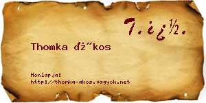 Thomka Ákos névjegykártya